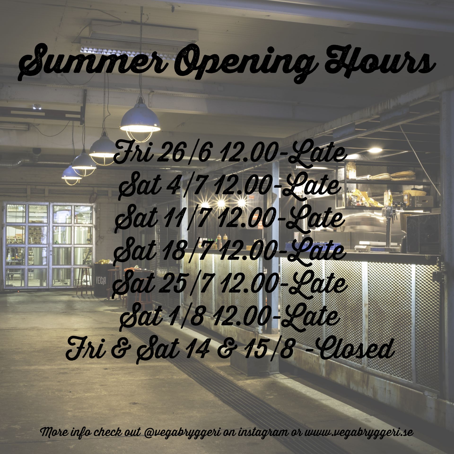 Öppettider Taproom/Restaurang